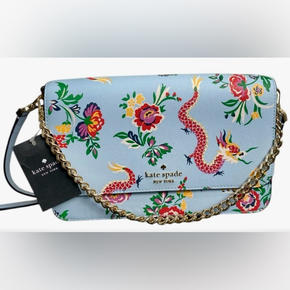 Kate Spade Blue Floral Dragon Crossbody Bag NWT